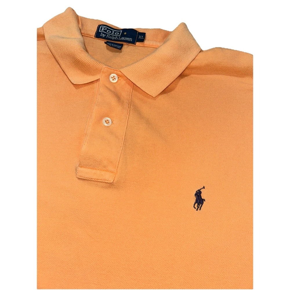 Ralph‎ Lauren Short Sleeve Polo Shirt, Light Orange, Embroidered, Mens XL
